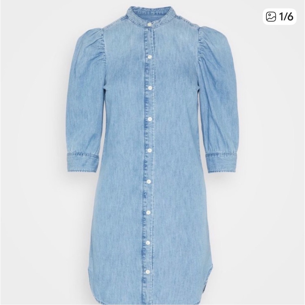 Light Blue Gap Puff Sleeve Denim Dress